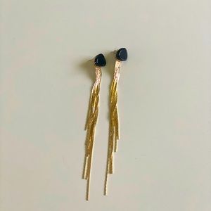 Gold metal tassel drop earrings